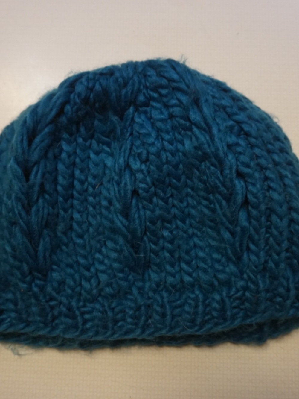 Teal Chunky Cable Knit Beanie Hat Women's One Size